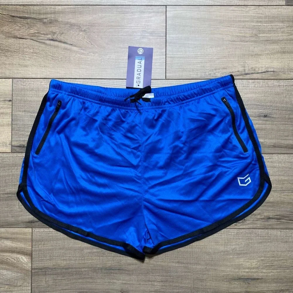 Gradual Mens Built In Brief Athletic Shorts Size XXL Blue And Black